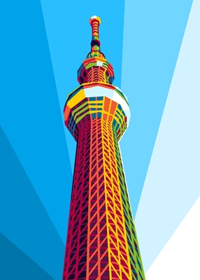 Tokijská věž Skytree Tower Pop Art