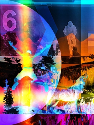 Farbenfrohe digitale Collage-Kunst