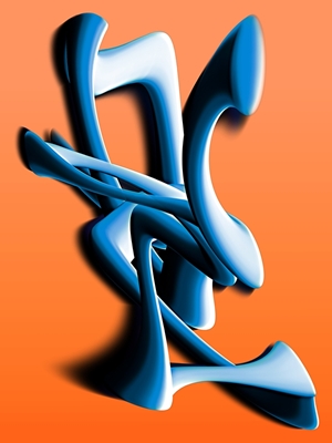 Abstrakt konst Blå Orange