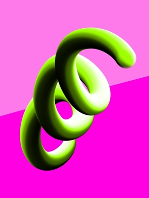 Abstrakt kunst: Grøn og lyserød
