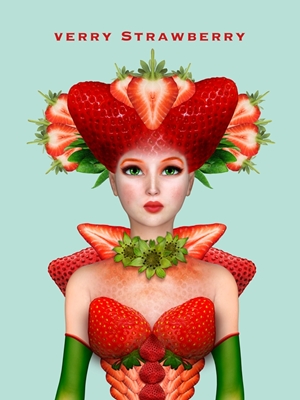 Nainen mansikoilla