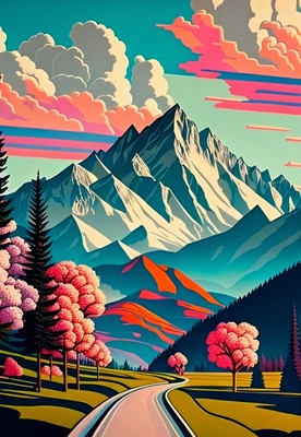 Utsikt over Alpene - Pop Art