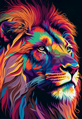 Fargerik løve - illustrasjon