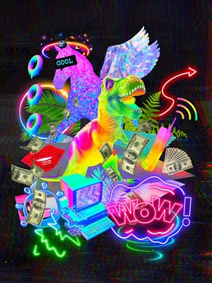 Collage pop art au néon numérique