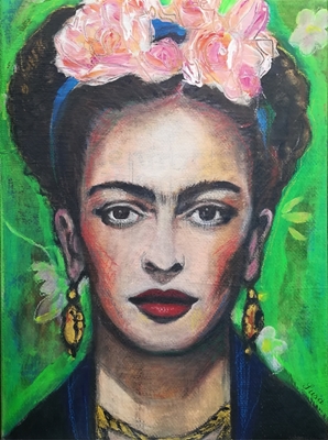 Frida Kahlo mit Blumen
