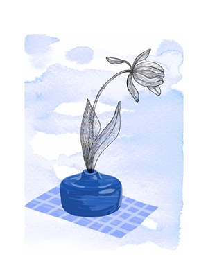 Tulipán en jarrón azul  