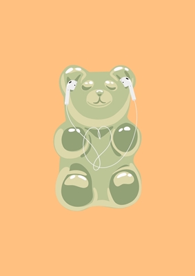 Kumimainen karhu rakastaa musiikkia