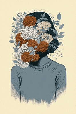 Kvinna med blommigt ansikte
