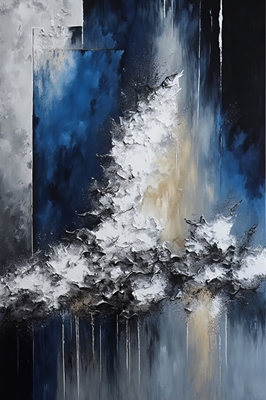 Blue White Black Abstract Art