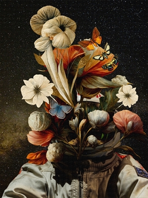 Astronaut mit Blumen