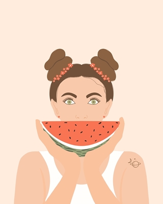 Vandmelon pige portræt