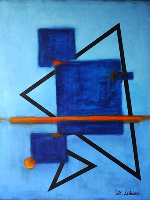 Abstrakt i blå og orange