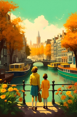 Amsterdam Canals Travel Poster