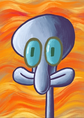 Blæksprutte sjovt maleri