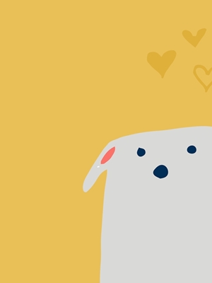 Niedlicher Hund mit gelben Herzen