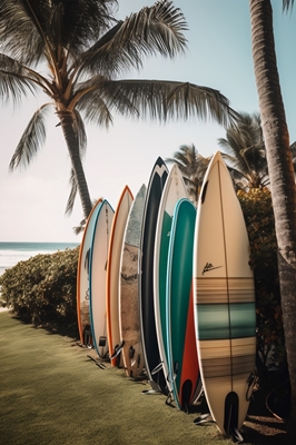 Surfbretter am Palmenstrand