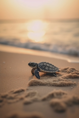 Baby sköldpadda på stranden