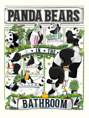 Pandaberen in de badkamer