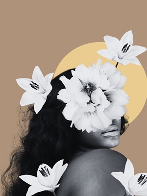 vrouw met witte bloemen 
