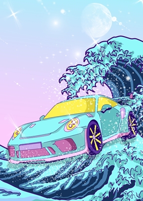 car and wave aesthetic