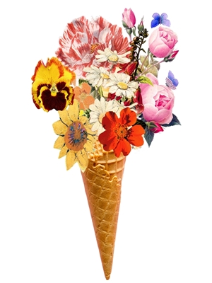 Collage de crème glacée aux fleurs