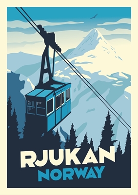Cartaz de viagem de Rjukan: azul