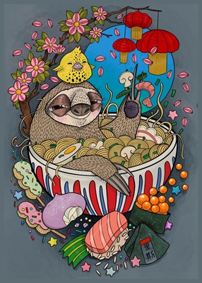  sloths in ramen soup
