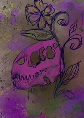 Pink skull drawing