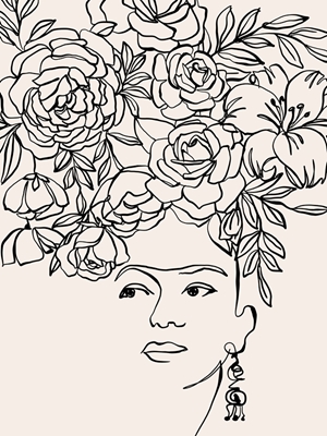 Kvinde med blomster i håret