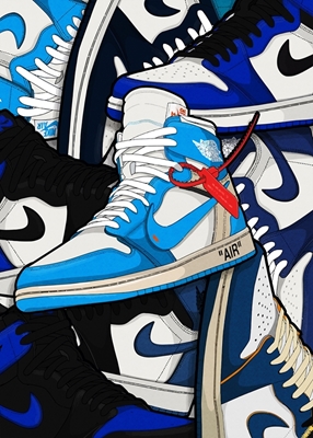 all sneaker retro 1 blue posters & prints by Hypesign - Printler