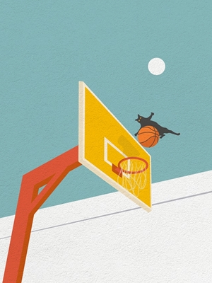 Cute cat and basketball