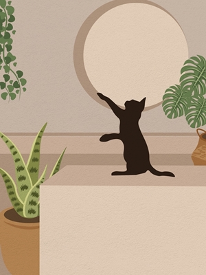 Minimal art cat and plant