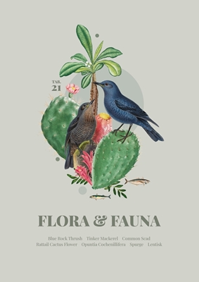 Flora y Fauna con Zorzal Azul
