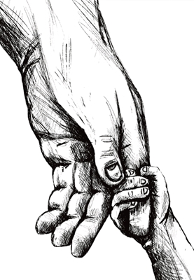 Holding Hands ink pen drawing 
