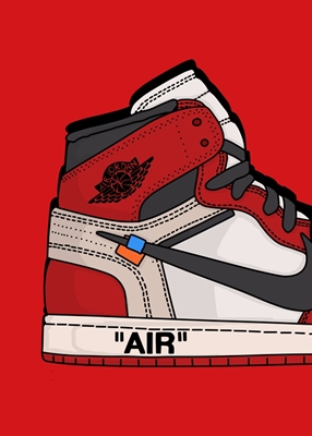 Air Jordan yksi punainen pois valkoinen