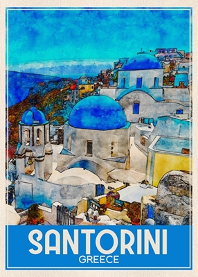 Santorini Greece Travel Art