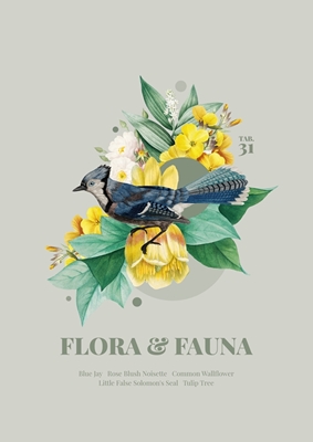 Flora og fauna med blå jay