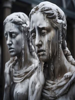 De frosne tårer af statuer 