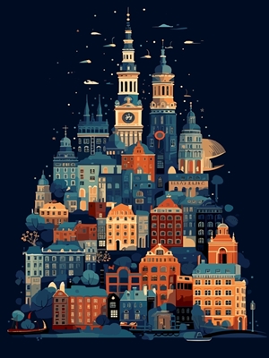 Ilustración de la ciudad de Estocolmo