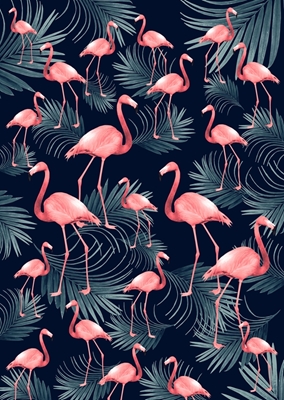 Summer Flamingo Palm Night 