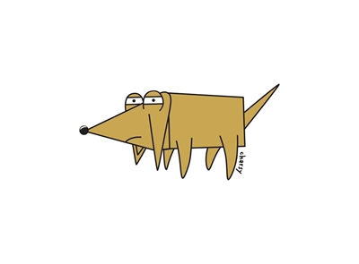 Sceptische Cartoon Dog Marty