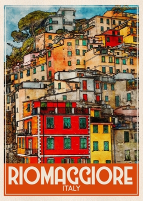 Riomaggiore Włochy Travel Art