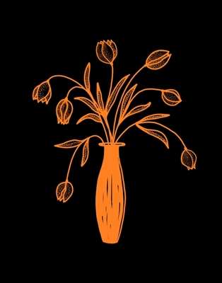 Tulipaner i en vase oransje svart