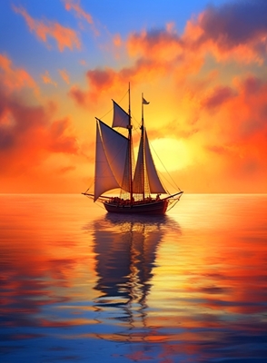 A sailing ship by Sunset