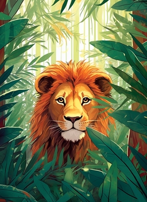 Le lion dans la jungle