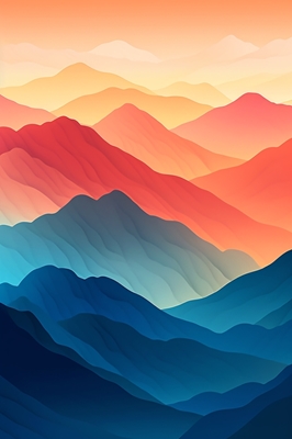 Ett färgglatt landskap, berg