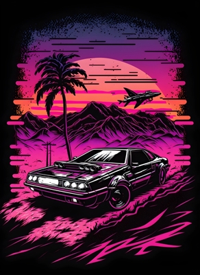 Retro Car by Sunset Synthwave