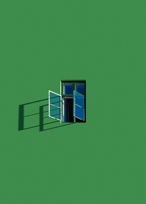 Green Window on Green Wall