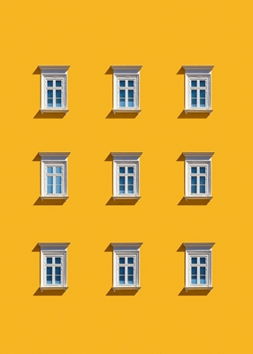 9 Windows on Yellow Wall