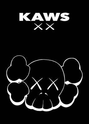 Kaws hodet svart hvitt